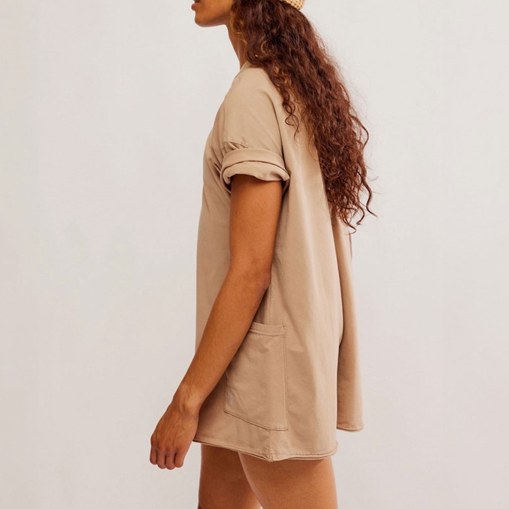 NWT Free People Movement Hot Shot Tee Romper | Mocha Latte | Size XS